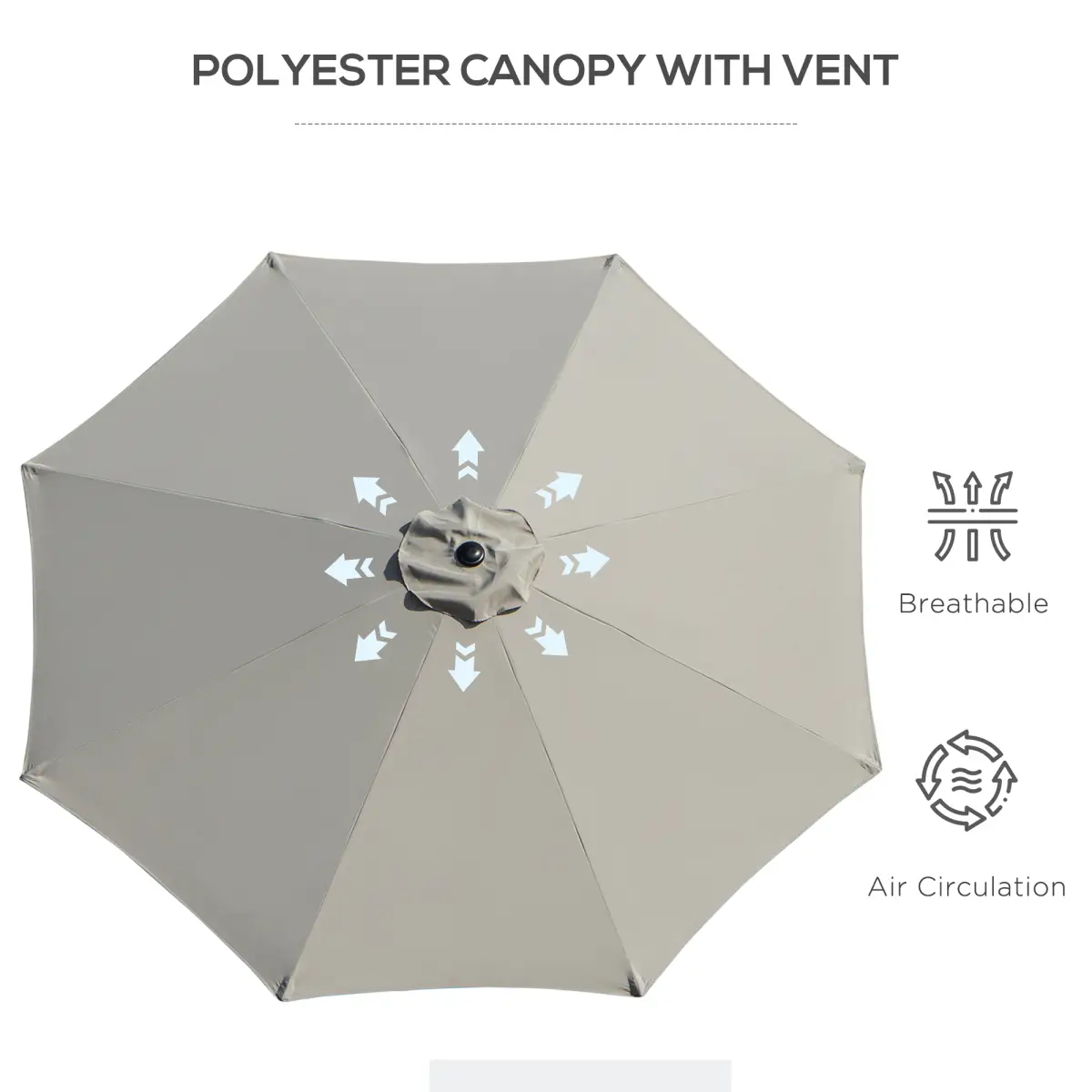 Outsunny Steel Frame Round Market Patio Sun Umbrella Parasol Sunshade Canopy 3x2.45m - Parasol