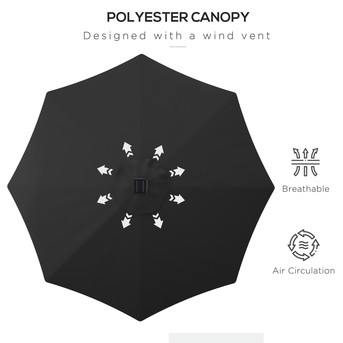 Outsunny Garden 24 LED Light Parasol Outdoor Tilt Sun Umbrella Patio Club Party Sunshade - Parasol