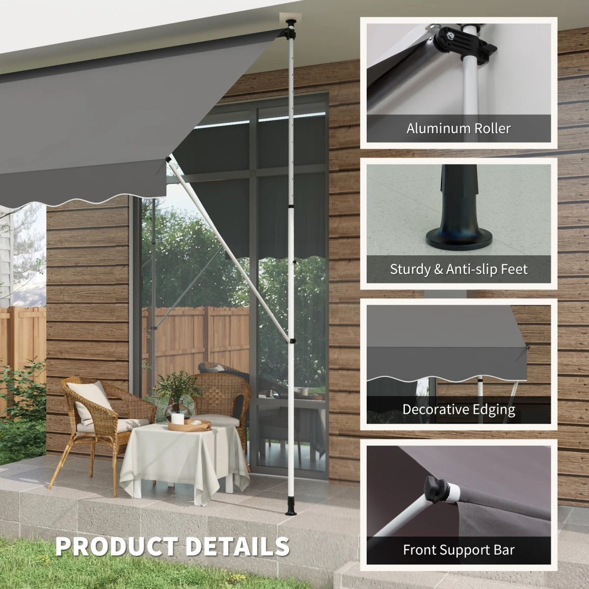 Outsunny Outsunny 3x1.5m Awning Aluminium Frame Patio - Cover