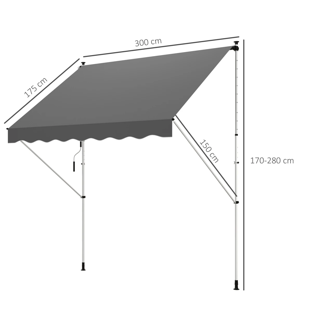 Outsunny Outsunny 3x1.5m Awning Aluminium Frame Patio - Cover