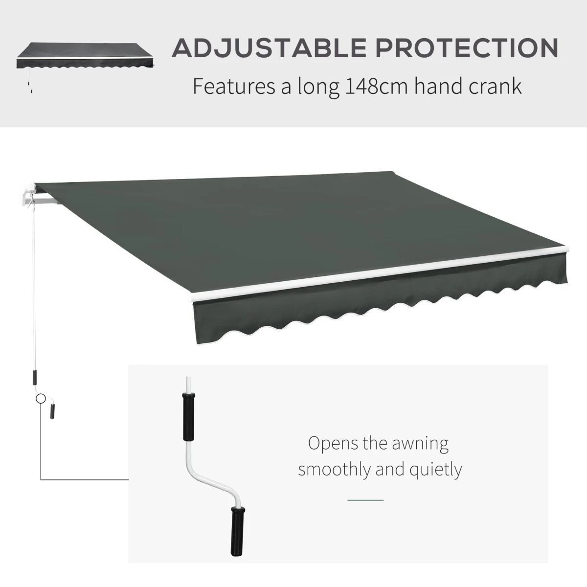 Outsunny Outsunny Awning 3.5x2.5m Manual Patio Shade - Cover
