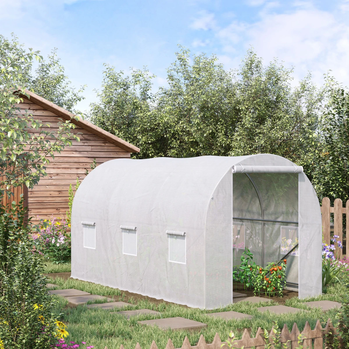 Outsunny Walkin Greenhouse 2.5x2x2m Galvanized by Outsunny