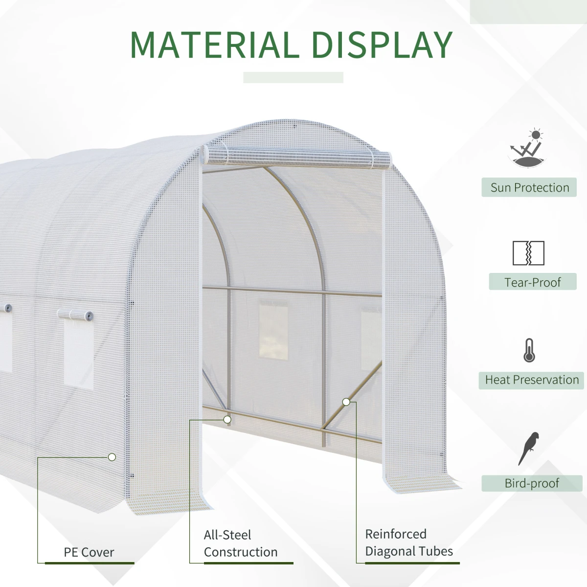 Outsunny Walkin Greenhouse 2.5x2x2m Galvanized by Outsunny