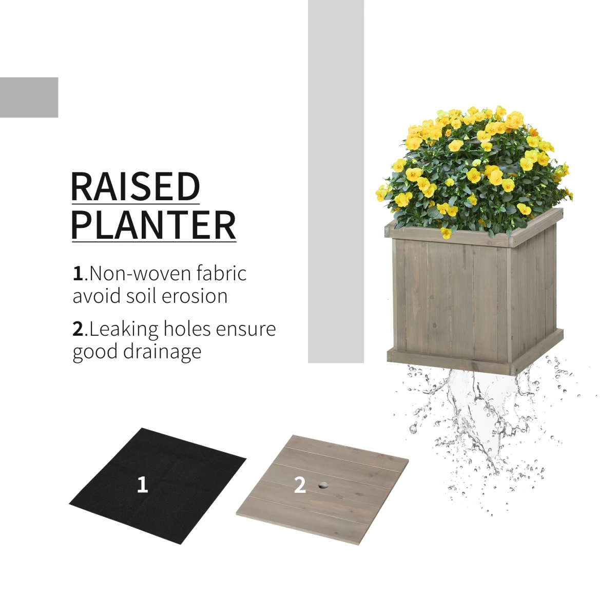 Outsunny Outsunny Garden Planter Bench Dual Planter Raised Patio - Planters