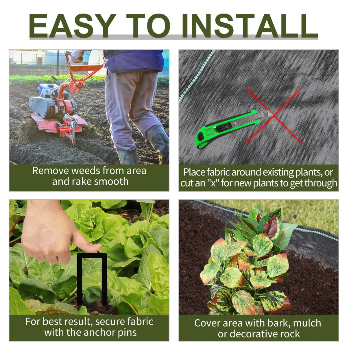 Outsunny Weed Barrier Landscape Fabric Durable & Weed Block Mat & Superior Weed Control - Barrier Mats