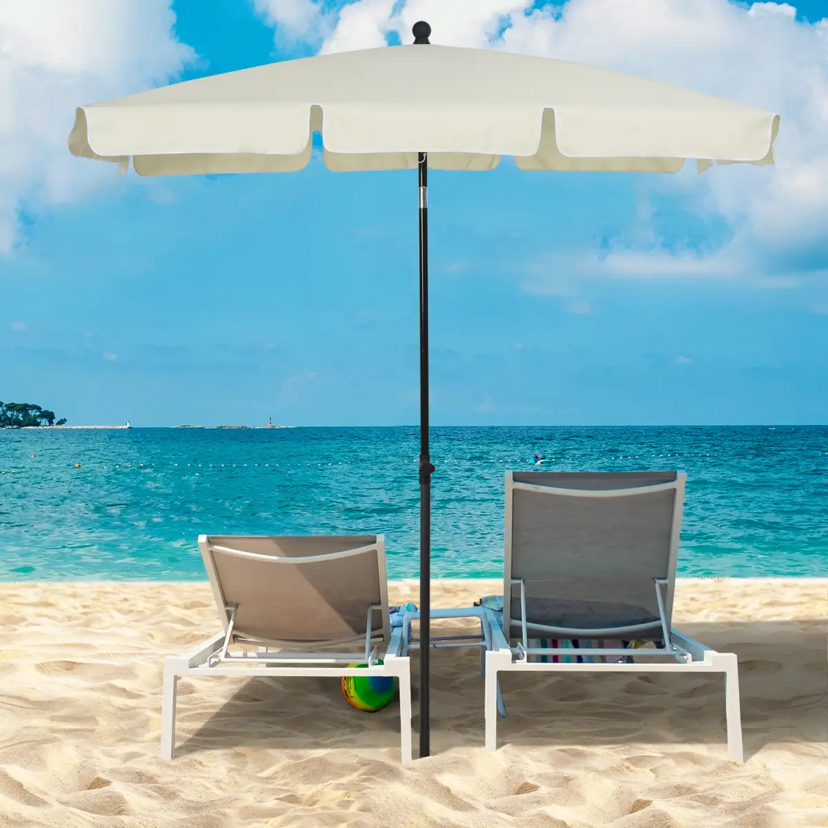 Outsunny Aluminium Sun Umbrella Parasol Patio Garden Tilt 2M x 1.25M - Parasol