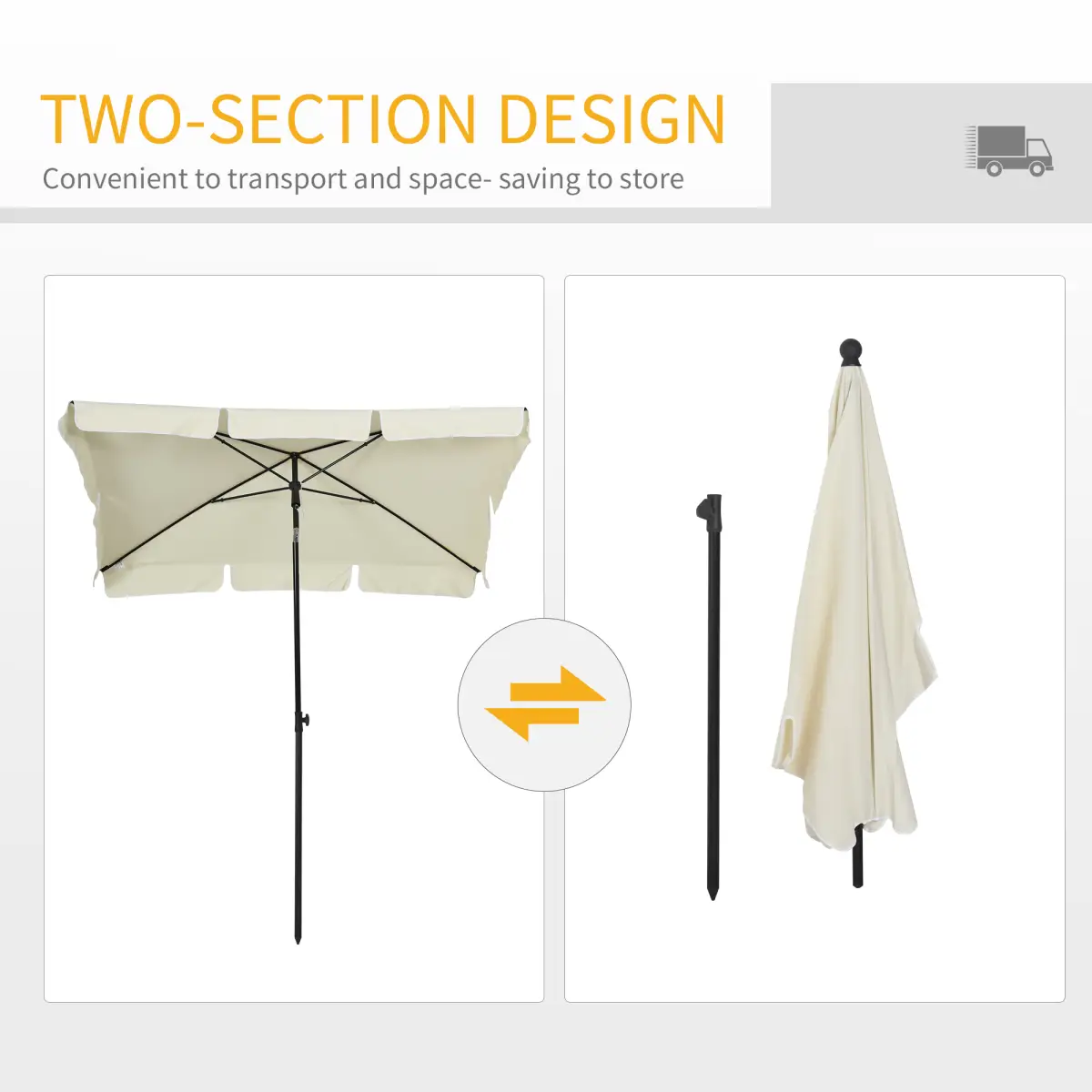 Outsunny Aluminium Sun Umbrella Parasol Patio Garden Tilt 2M x 1.25M - Parasol
