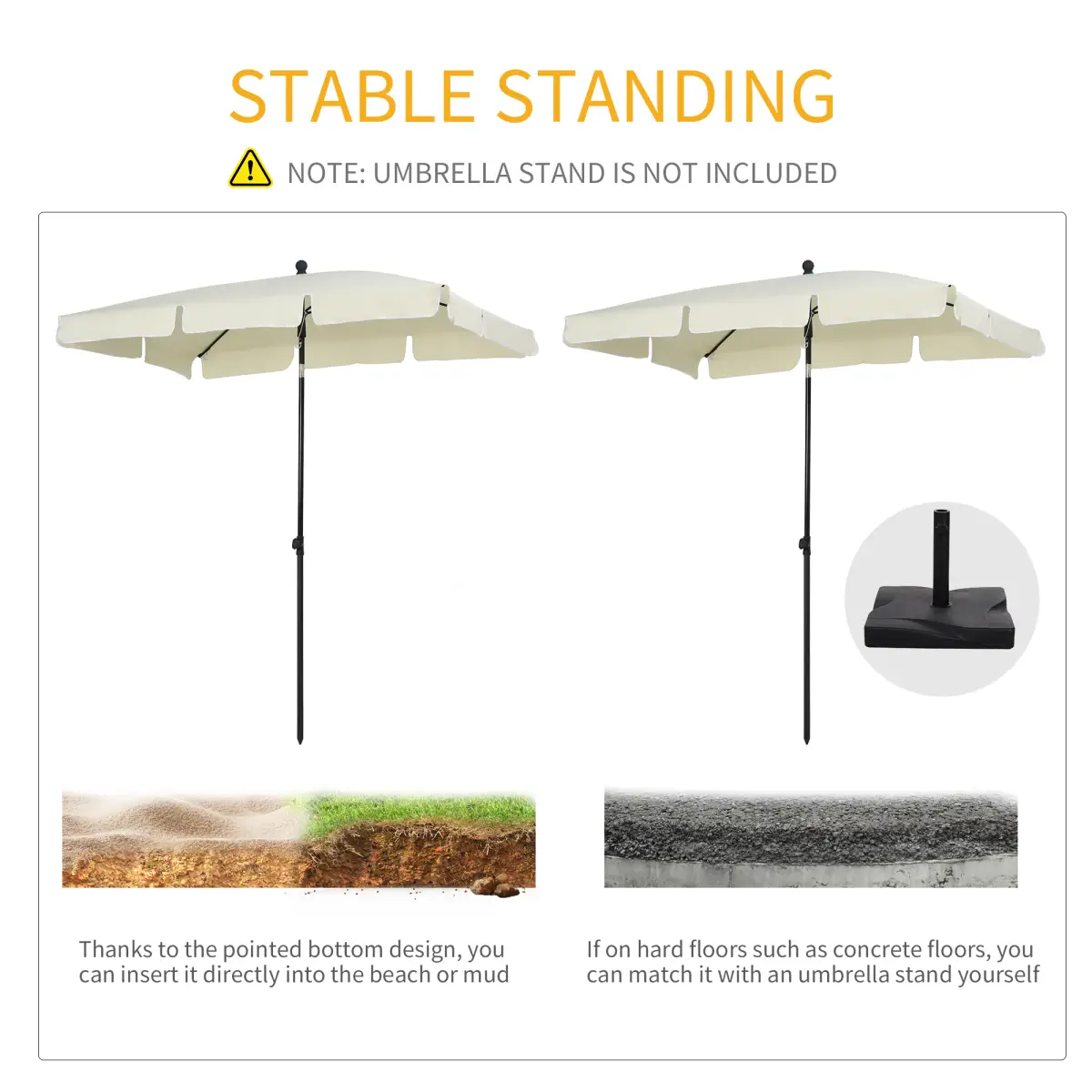 Outsunny Aluminium Sun Umbrella Parasol Patio Garden Tilt 2M x 1.25M - Parasol
