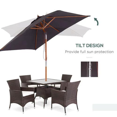 Outsunny 2m x 1.5m Patio Garden Parasol with Adjustable Angle for Outdoor Sun Protection by Outsunny