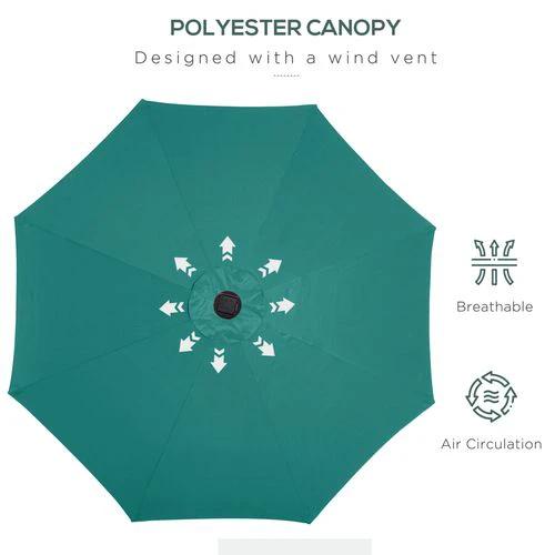 Outsunny 9 Foot LED Solar Powered Parasol Umbrella with UV Protection for Outdoor Gatherings by Outsunny