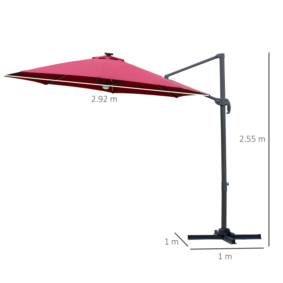 Outsunny 255cm Patio Parasol Market Table with Push Button 18 Sturdy Ribs - Parasol