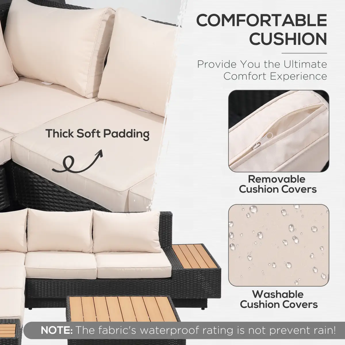 Outsunny 4Pcs Rattan Sofa Garden Set Coffee Table Chairs Loveseat Outdoor w/ Cushion - Garden Sofa Sets