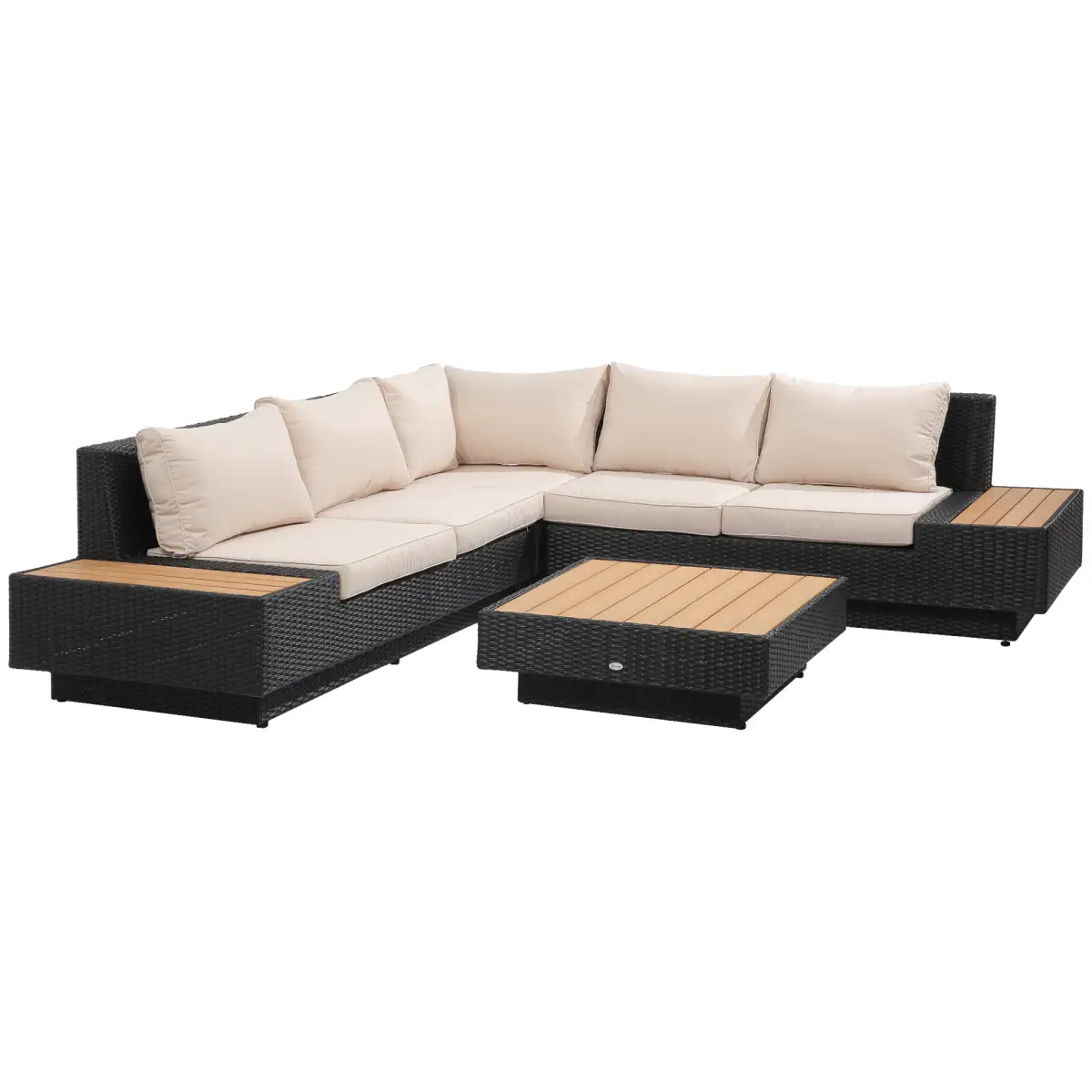 Outsunny 4Pcs Rattan Sofa Garden Set Coffee Table Chairs Loveseat Outdoor w/ Cushion - Garden Sofa Sets