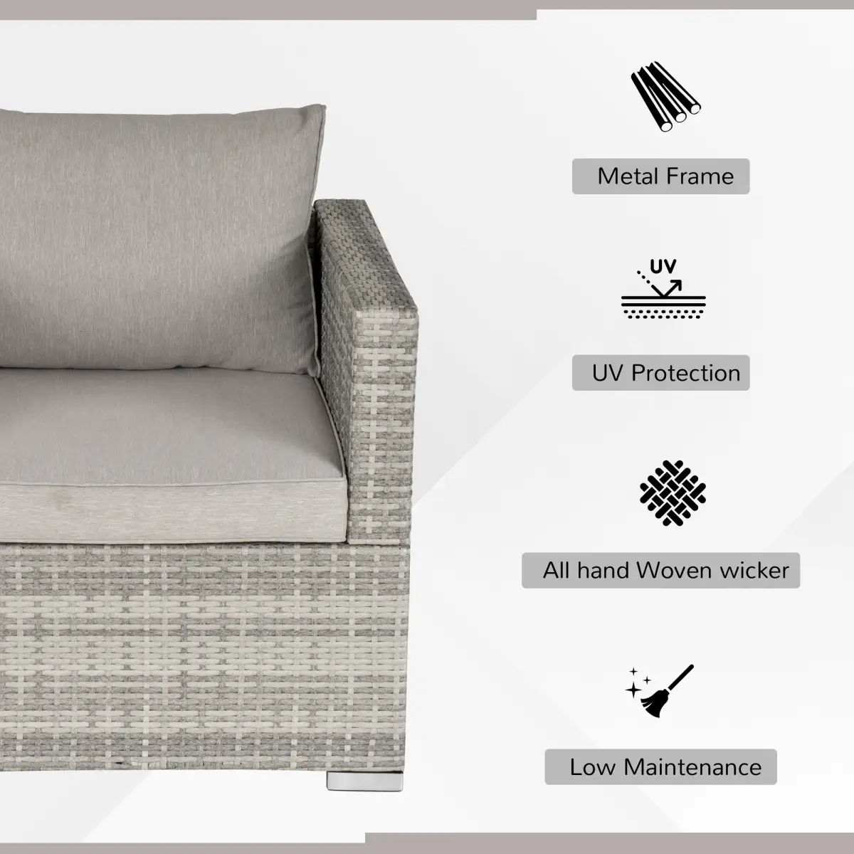 Outsunny Outdoor Patio Furniture Single Rattan Sofa Chair Padded Cushion - Garden Sofa Sets