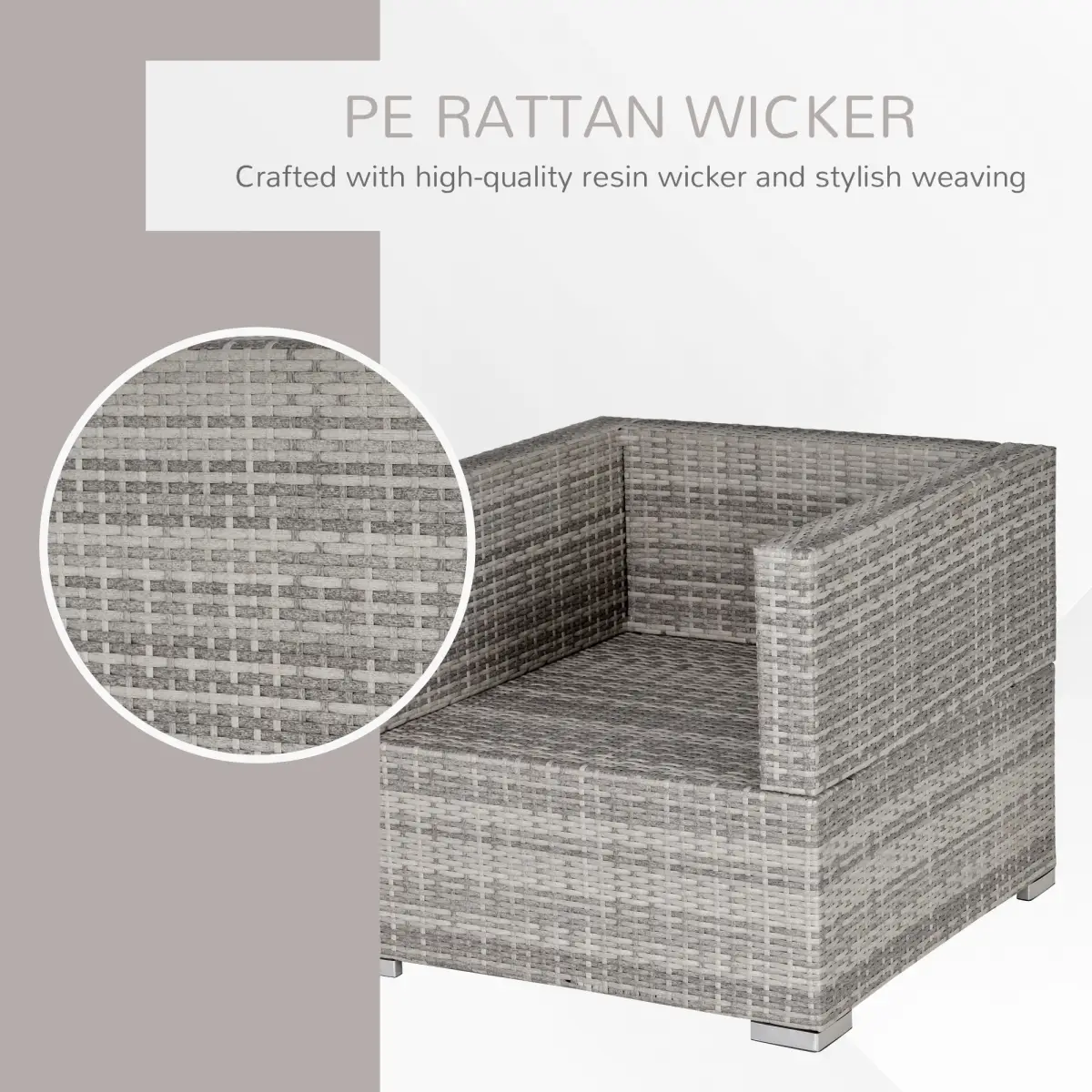 Outsunny Outdoor Patio Furniture Single Rattan Sofa Chair Padded Cushion - Garden Sofa Sets