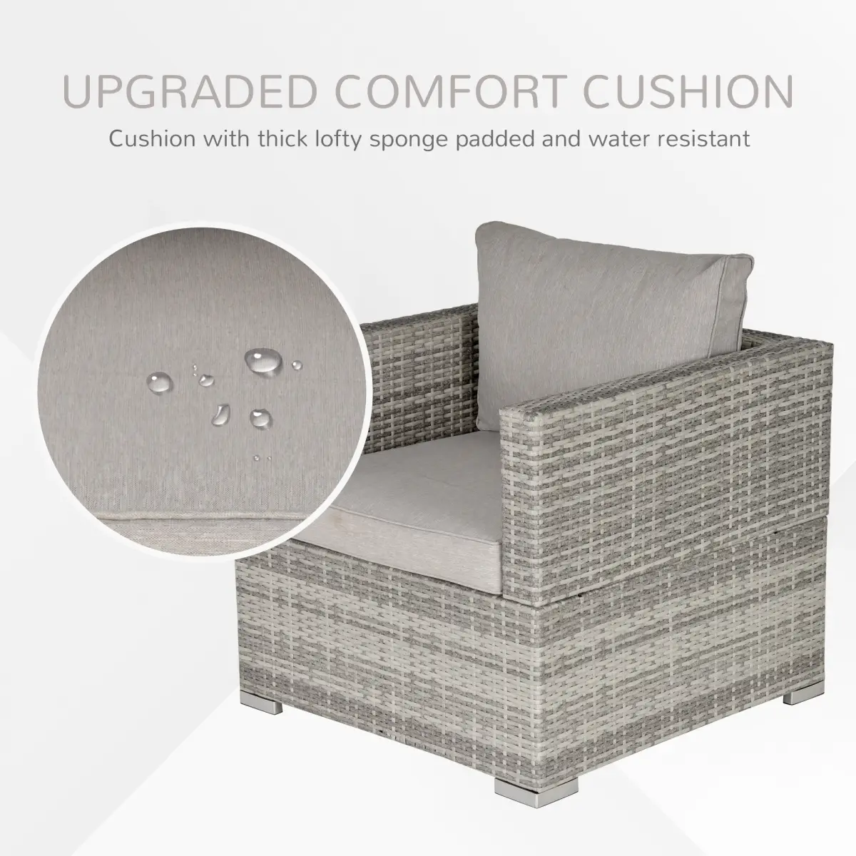 Outsunny Outdoor Patio Furniture Single Rattan Sofa Chair Padded Cushion - Garden Sofa Sets
