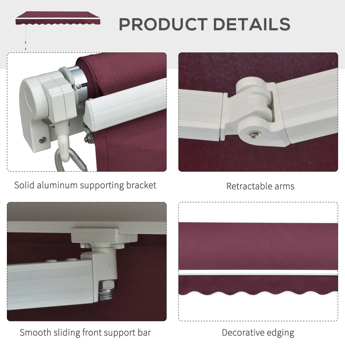 Outsunny Awning 3m x 2.5m Aluminum Frame Patio by Outsunny