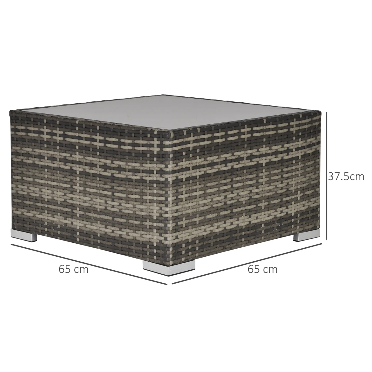 Outsunny Outsunny Rattan Wicker Patio Coffee Table Square Ready to Use Weatherproof Outdoor Furniture - Coffee Table
