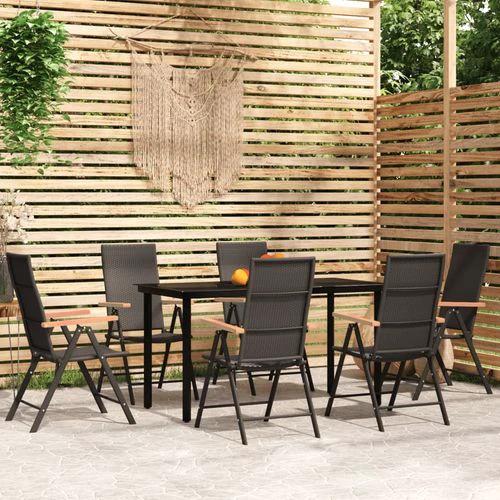vidaXL 5 Piece Garden Dining Set Black and Brown Poly Rattan by vidaXL