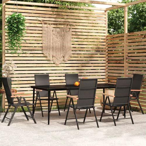 vidaXL 5 Piece Garden Dining Set Black and Brown Poly Rattan by vidaXL