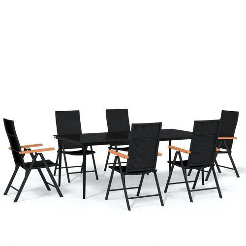 vidaXL 5 Piece Garden Dining Set Black and Brown Poly Rattan by vidaXL