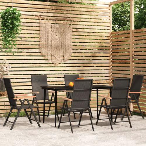 vidaXL 5 Piece Garden Dining Set Black and Brown Poly Rattan by vidaXL