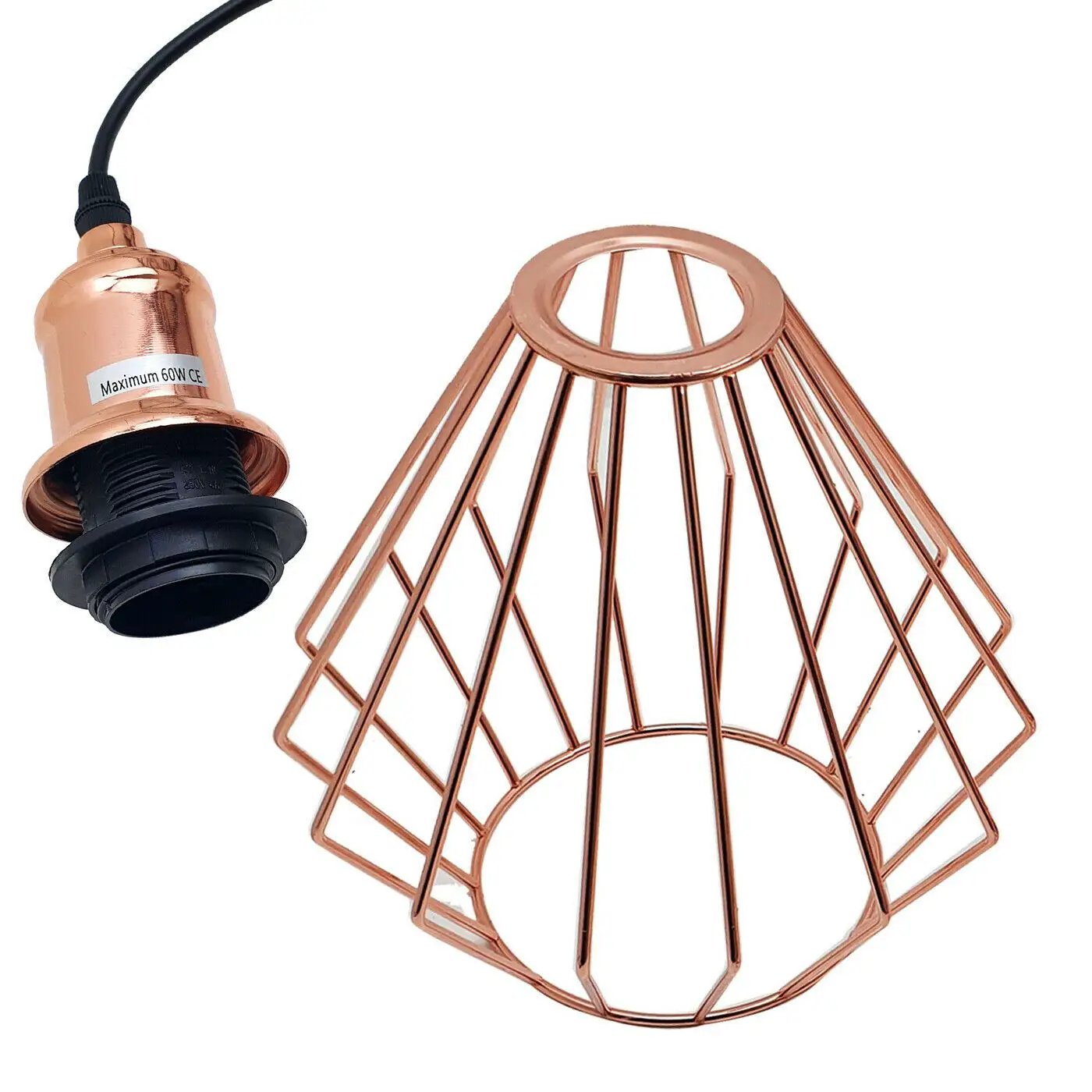 Un-branded Vintage Industrial Metal Diamond Cage Ceiling Pendant Light Modern Hanging Lamps - Pendant Lights