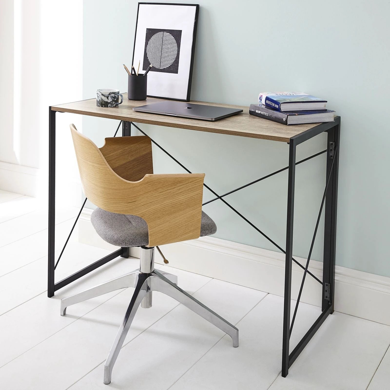 Industrial Desk Compact Folding Home Office by Unbranded