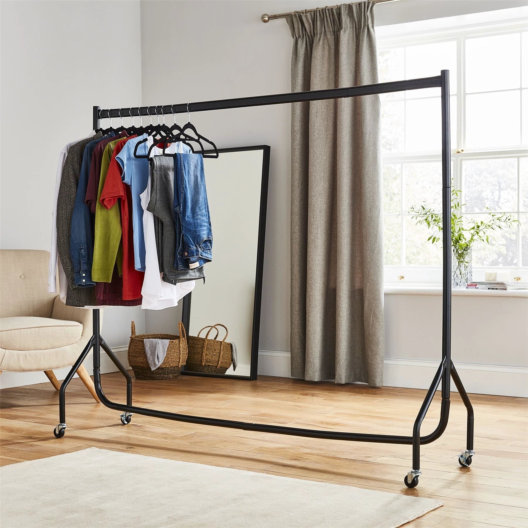 Unbranded Heavy Duty Steel Tall Clothes Rail With Wheels For Home - Wardrobe