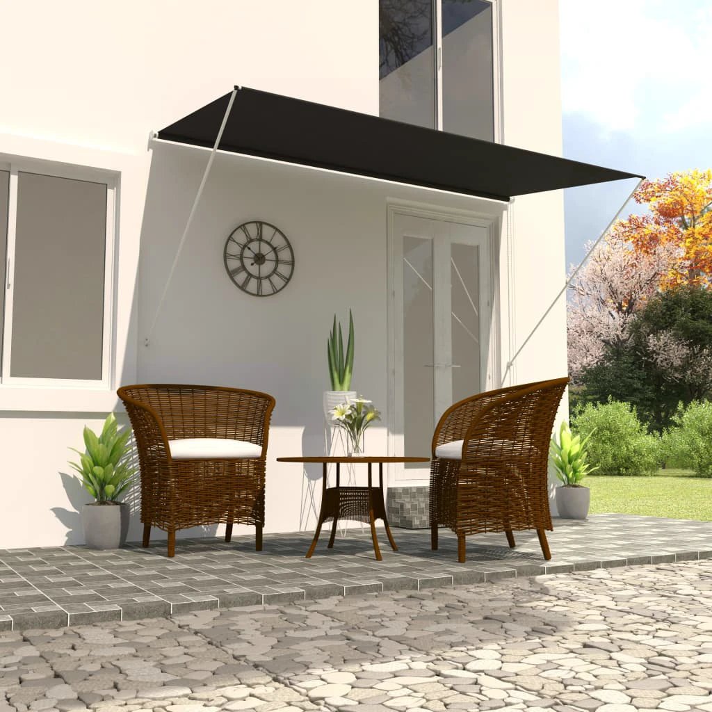 VidaXL Retractable Awning 100x150 cm Blue White PA-Coated Fabric UV-Resistant for Patio by vidaXL