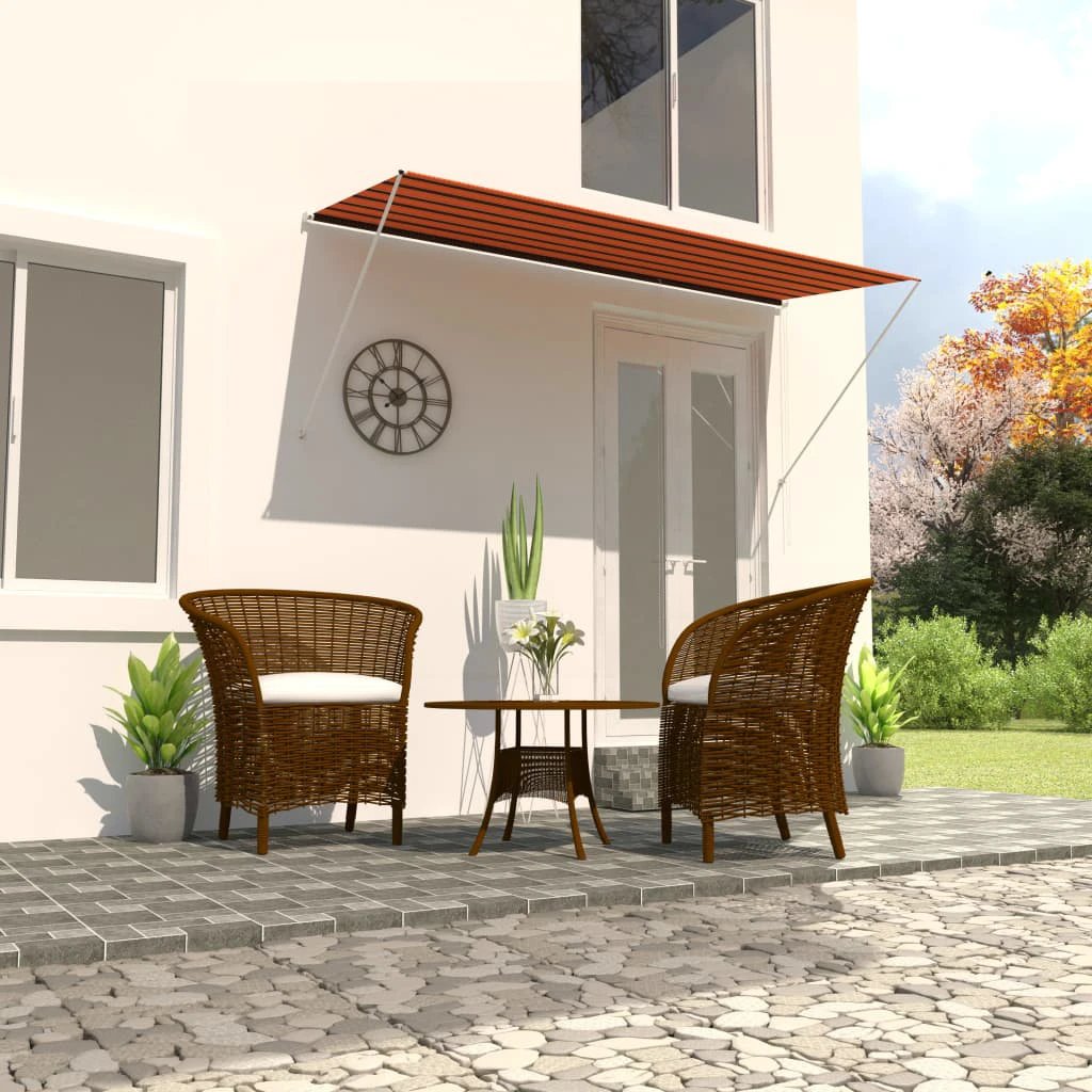 vidaXL VidaXL Retractable Awning 100x150 cm Blue White PA-Coated Fabric UV-Resistant for Patio - Cover