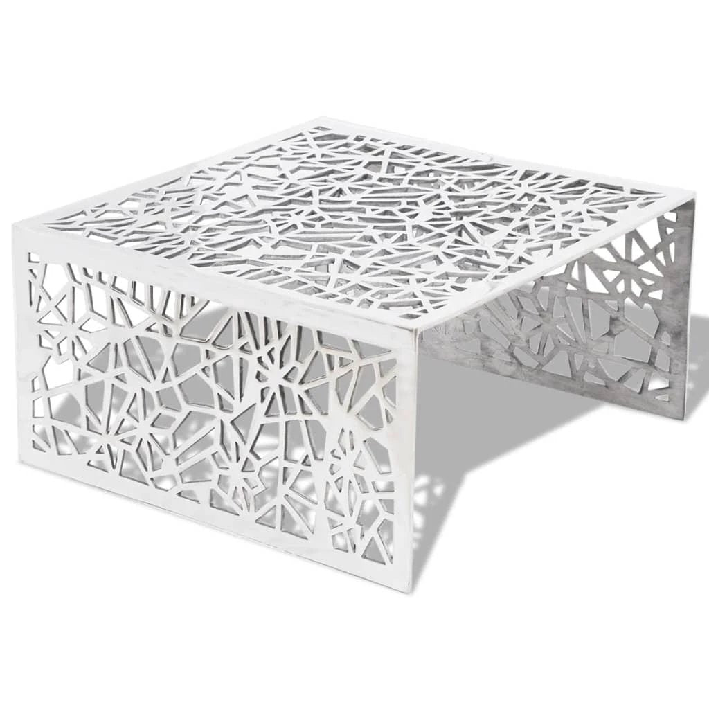 vidaXL Premium Coffee Table Compact Geometric Openwork Aluminium End Table For Living Room - Coffee Table