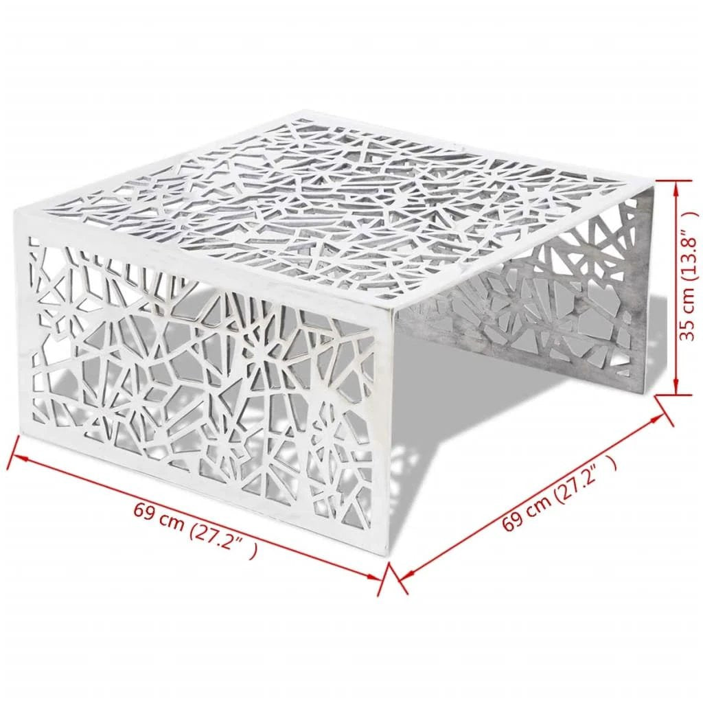 vidaXL Premium Coffee Table Compact Geometric Openwork Aluminium End Table For Living Room - Coffee Table