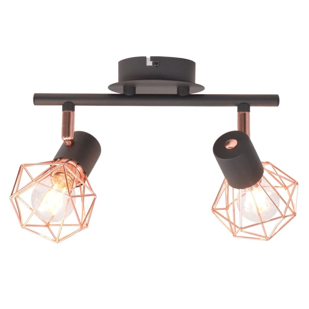vidaXL Industrial Copper Geometric Wire Ceiling Lamp With Two LED Filament Bulbs 8W For Dining Room - Ceiling Lights