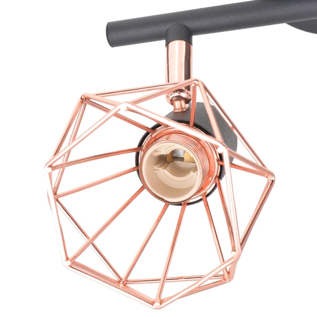 vidaXL Industrial Copper Geometric Wire Ceiling Lamp With Two LED Filament Bulbs 8W For Dining Room - Ceiling Lights
