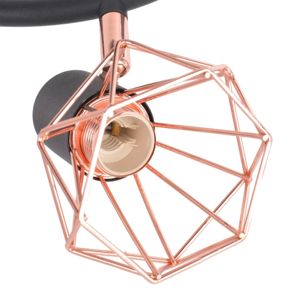 Copper Ceiling Lamp 3-Head Wire Shades Home by vidaXL