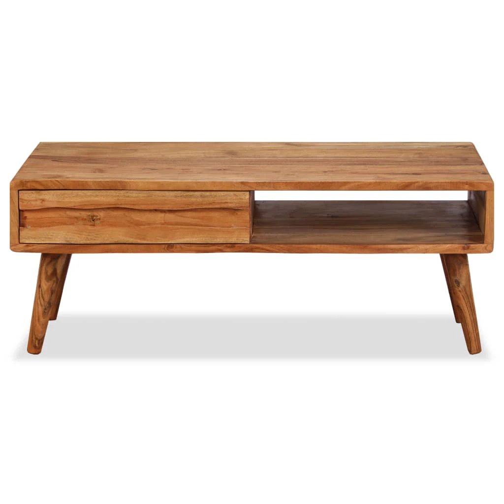 vidaXL Solid Wood Coffee Table 100x50x40 Carved Drawer - Coffee Table