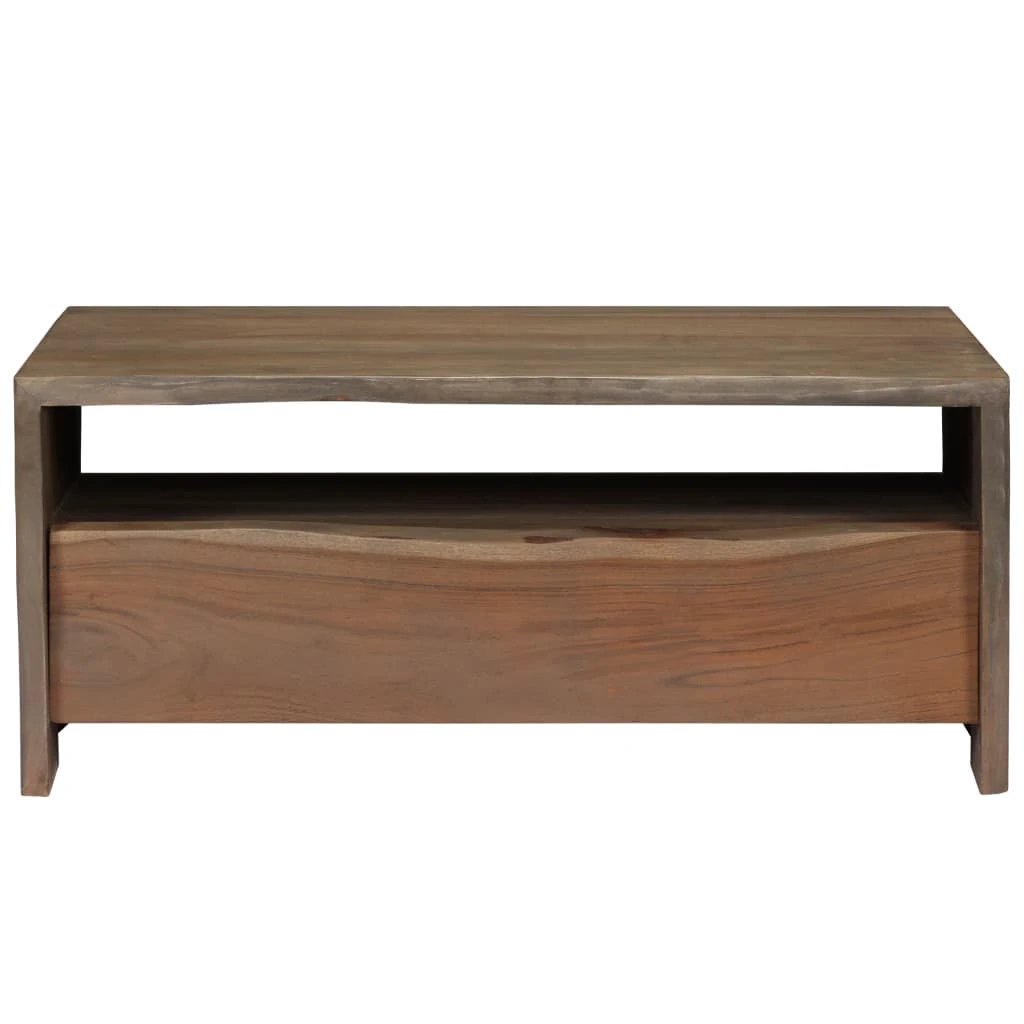 Solid Acacia Coffee Table 90x50x40 Cm Live Edge Grey Finish For Rustic Living Room Decor by vidaXL