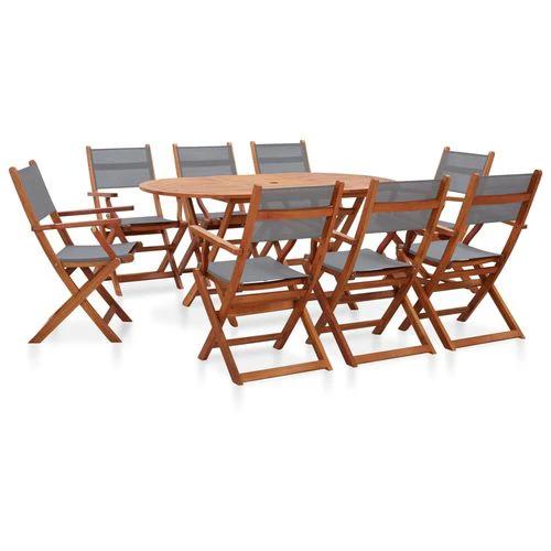 vidaXL 7 Piece Outdoor Dining Set Grey Solid Eucalyptus Wood and Textilene by vidaXL