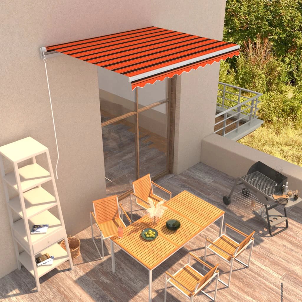 vidaXL VidaXL Manual Retractable Awning 400x350 Burgundy UV Resistant Patio Shade For Outdoors - Cover