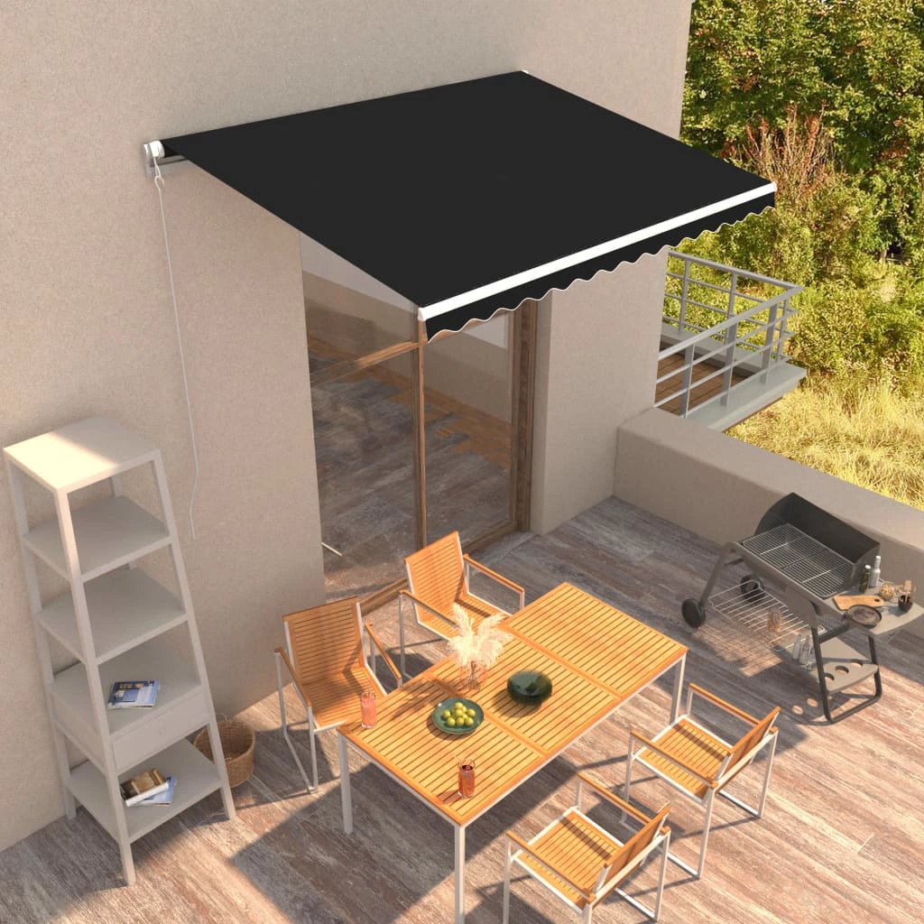 vidaXL VidaXL Manual Retractable Awning 400x350 Burgundy UV Resistant Patio Shade For Outdoors - Cover