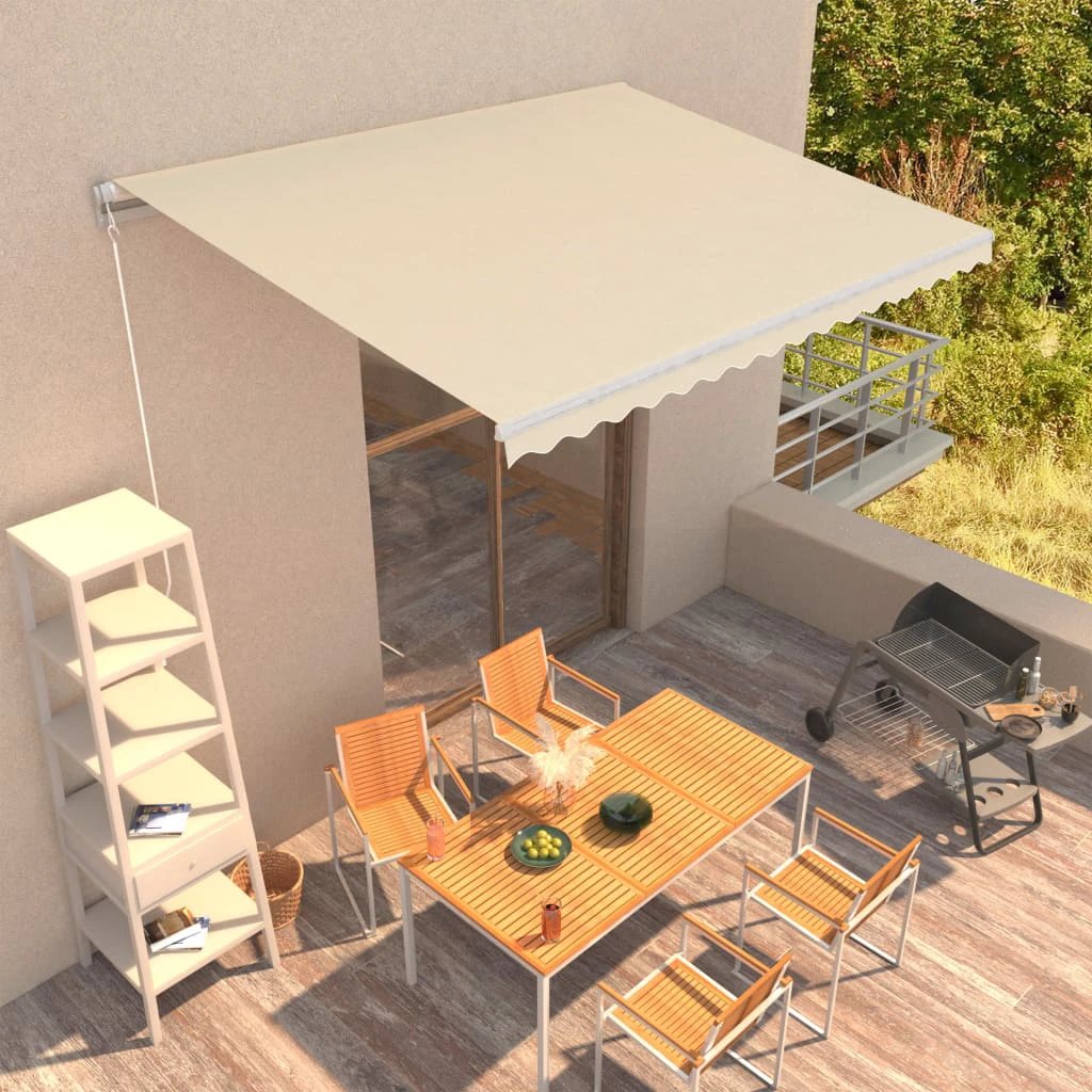 vidaXL VidaXL Manual Retractable Awning 400x350 Burgundy UV Resistant Patio Shade For Outdoors - Cover