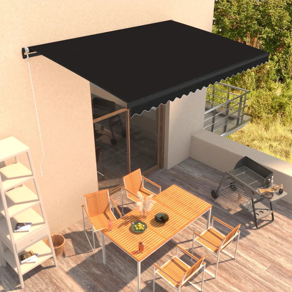 vidaXL VidaXL Manual Retractable Awning 400x350 Burgundy UV Resistant Patio Shade For Outdoors - Cover