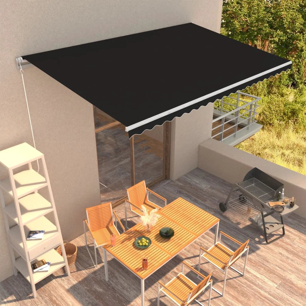 vidaXL VidaXL Manual Retractable Awning 400x350 Burgundy UV Resistant Patio Shade For Outdoors - Cover
