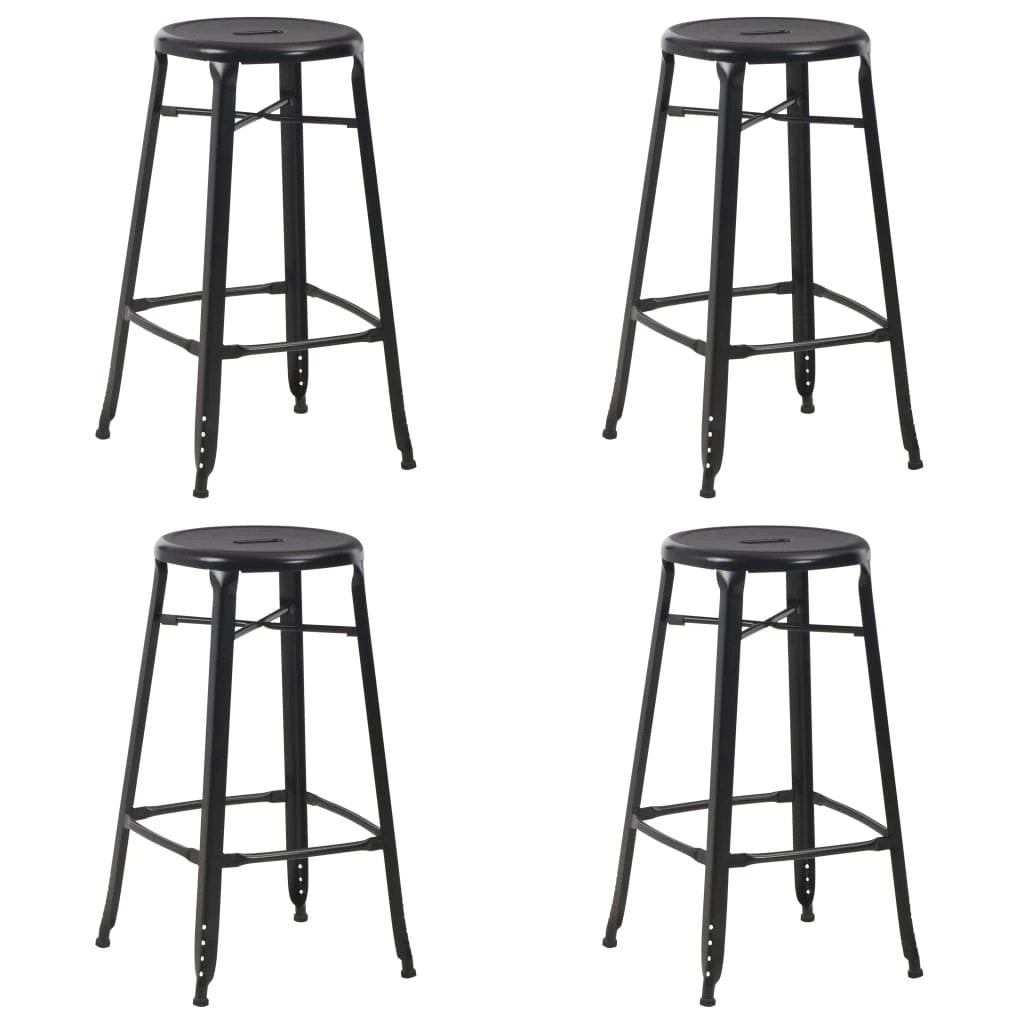 vidaXL VidaXL Bar Stools 4 Pcs Black Pinewood Seats For Kitchen - Bar Stool