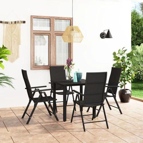 vidaXL vidaXL 3 Piece Garden Dining Set 80x80x74 cm Weather-Resistant PE Rattan and Glass Table for Outdoor Patio Use - Garden Set