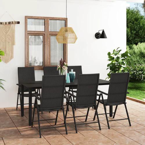 vidaXL vidaXL 3 Piece Garden Dining Set 80x80x74 cm Weather-Resistant PE Rattan and Glass Table for Outdoor Patio Use - Garden Set