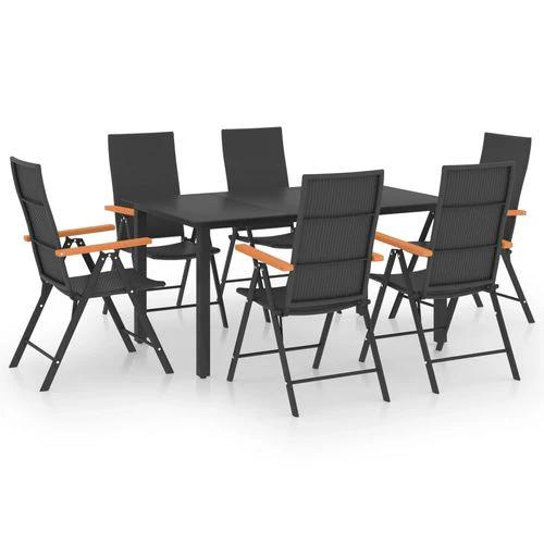 vidaXL vidaXL 3 Piece Garden Dining Set with Weather-Resistant PE Rattan and Stylish WPC Armrests for Outdoor Entertaining - Garden Set