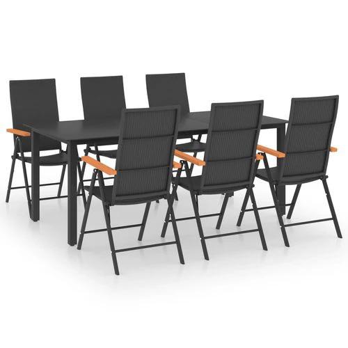 vidaXL 3 Piece Garden Dining Set with Weather-Resistant PE Rattan and Stylish WPC Armrests for Outdoor Entertaining by vidaXL