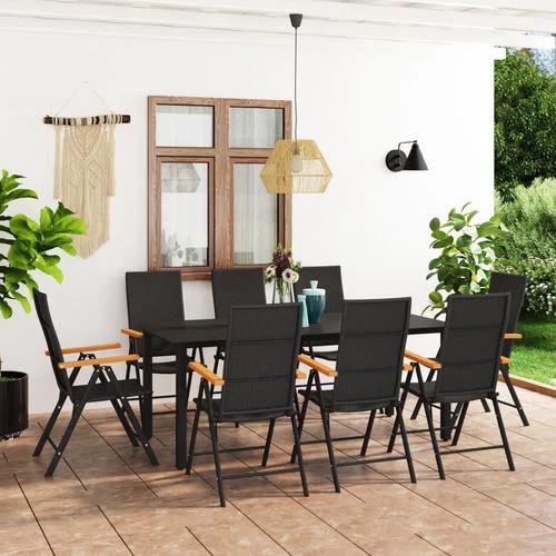 vidaXL vidaXL 3 Piece Garden Dining Set with Weather-Resistant PE Rattan and Stylish WPC Armrests for Outdoor Entertaining - Garden Set